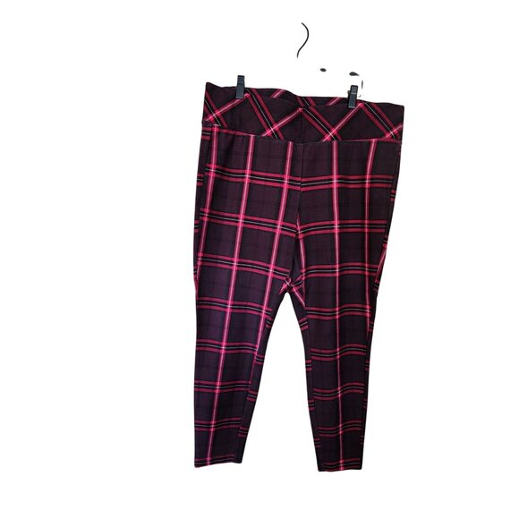 Torrid Pixie Plaid Pants Size 2R Stretch High Waist Leggings Red & Black Checker - Picture 1 of 3
